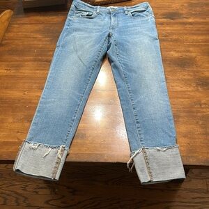 LOFT Blue Ankle Cropped Jeans with Rolled Cuffs